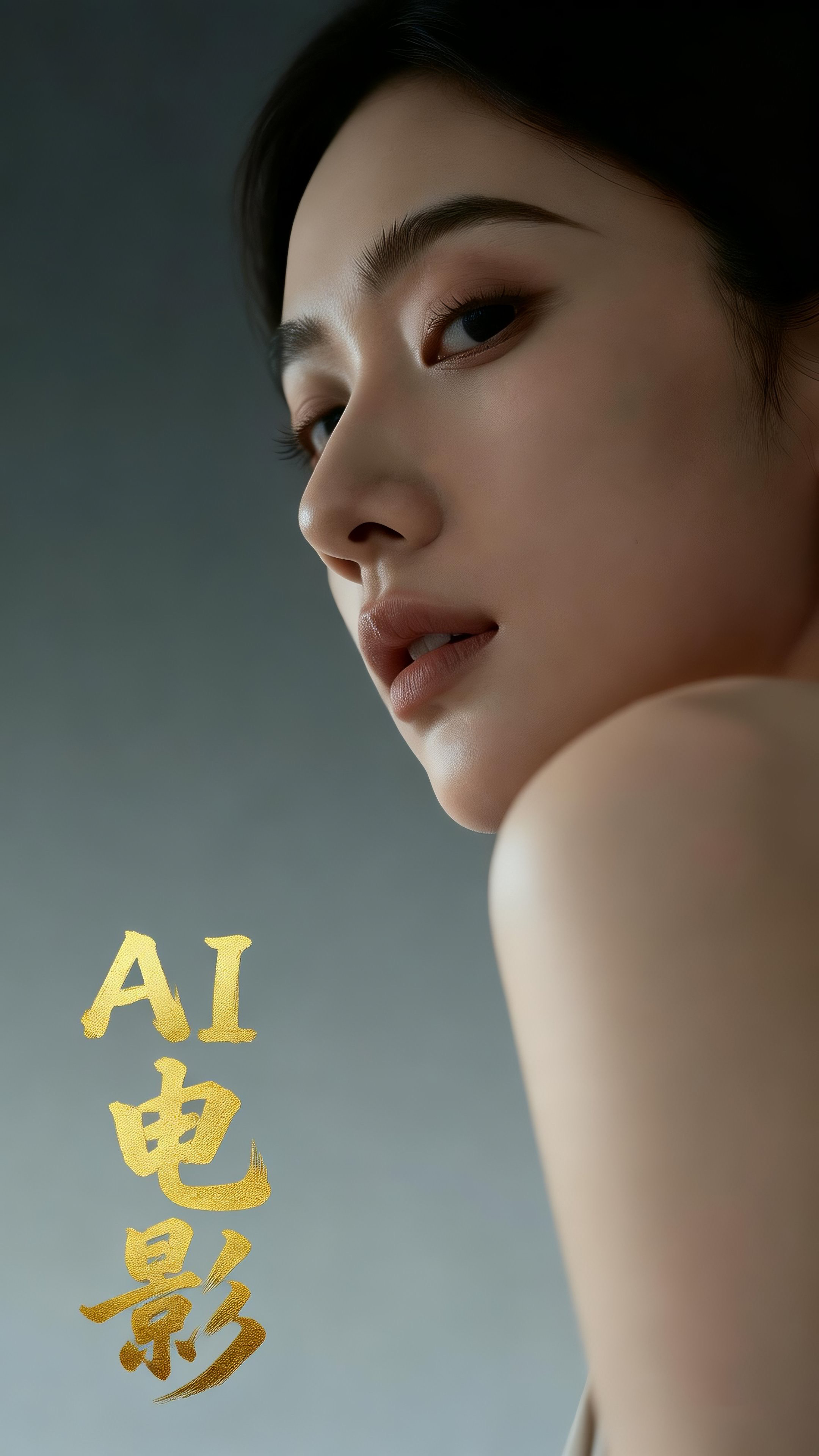 AI电影平台概念图,展示现代化的数字工作空间,包含多个屏幕显示电影制作界面,周围环绕着各种AI技术图标,如机器人、数据图表、电影胶片等元素,营造出科技感十足的工作环境